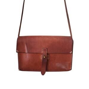 Madewell Dover Cognac Brown Leather Flap Crossbody Handbag Medium Size